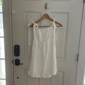 White Sleeveless Dress with Tie Straps